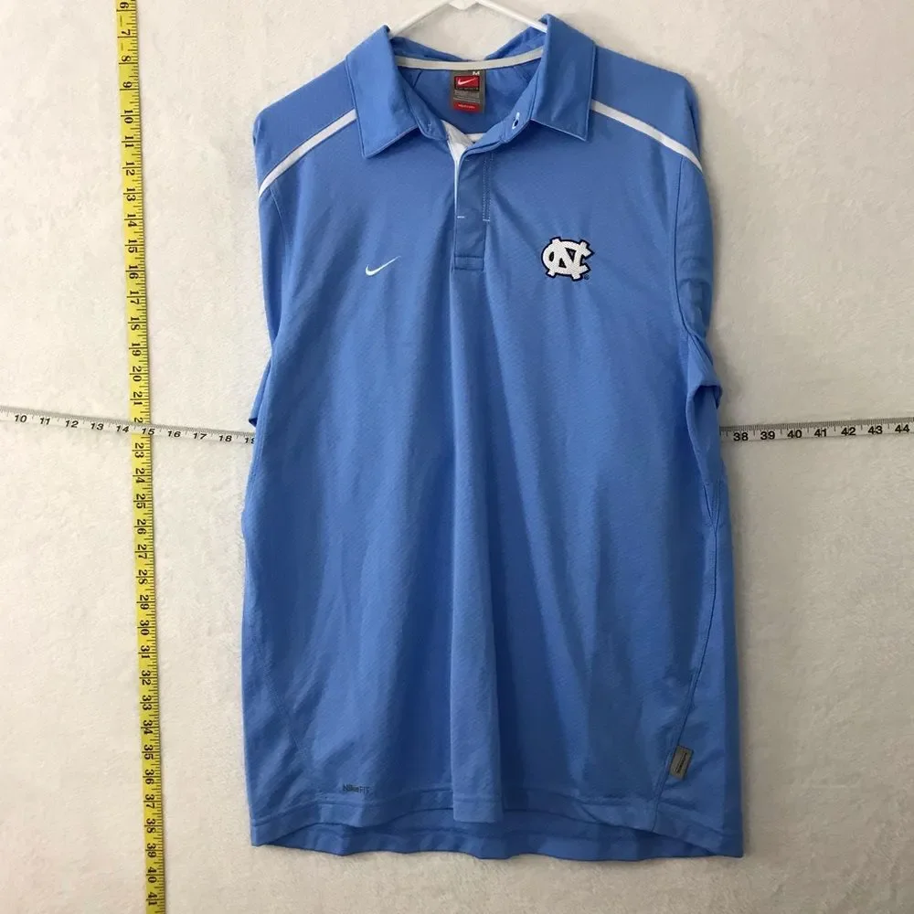 Nike Dri Fit Carolina Blue Tar Heels Polo Shirt UNC North Carolina Mens Sz M